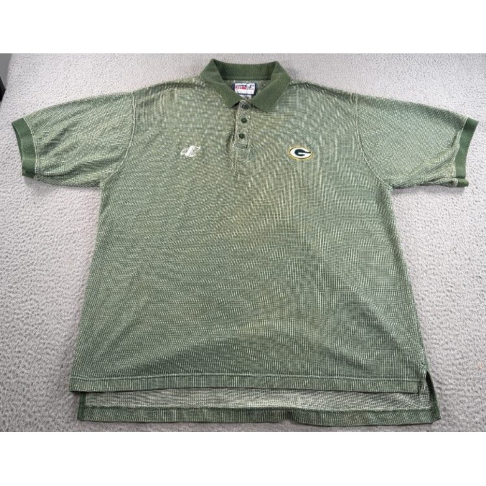 Vintage NFL Pro Line Green Bay Packers Polo Shirt Mens 2XL Logo Athletic Green